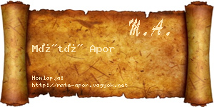 Máté Apor névjegykártya